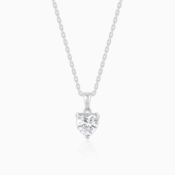 Anushka Sharma Silver Solitaire Heart Pendant with Link Chain